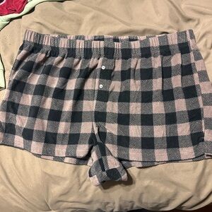 Victoria's Secret Pink flannel  brown and black Plaid Sleep shorts